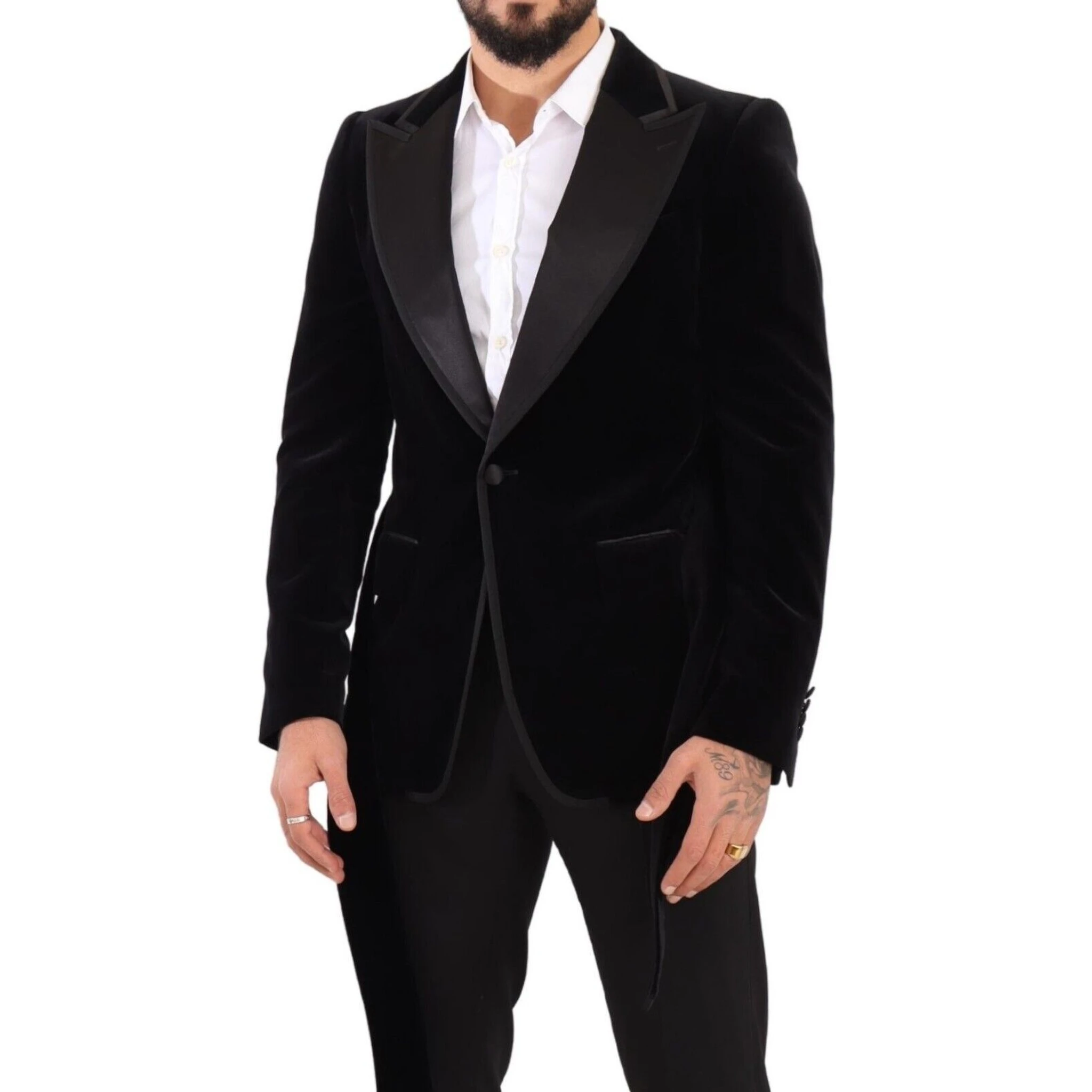 Black Velvet Single Breasted One Button Blazer