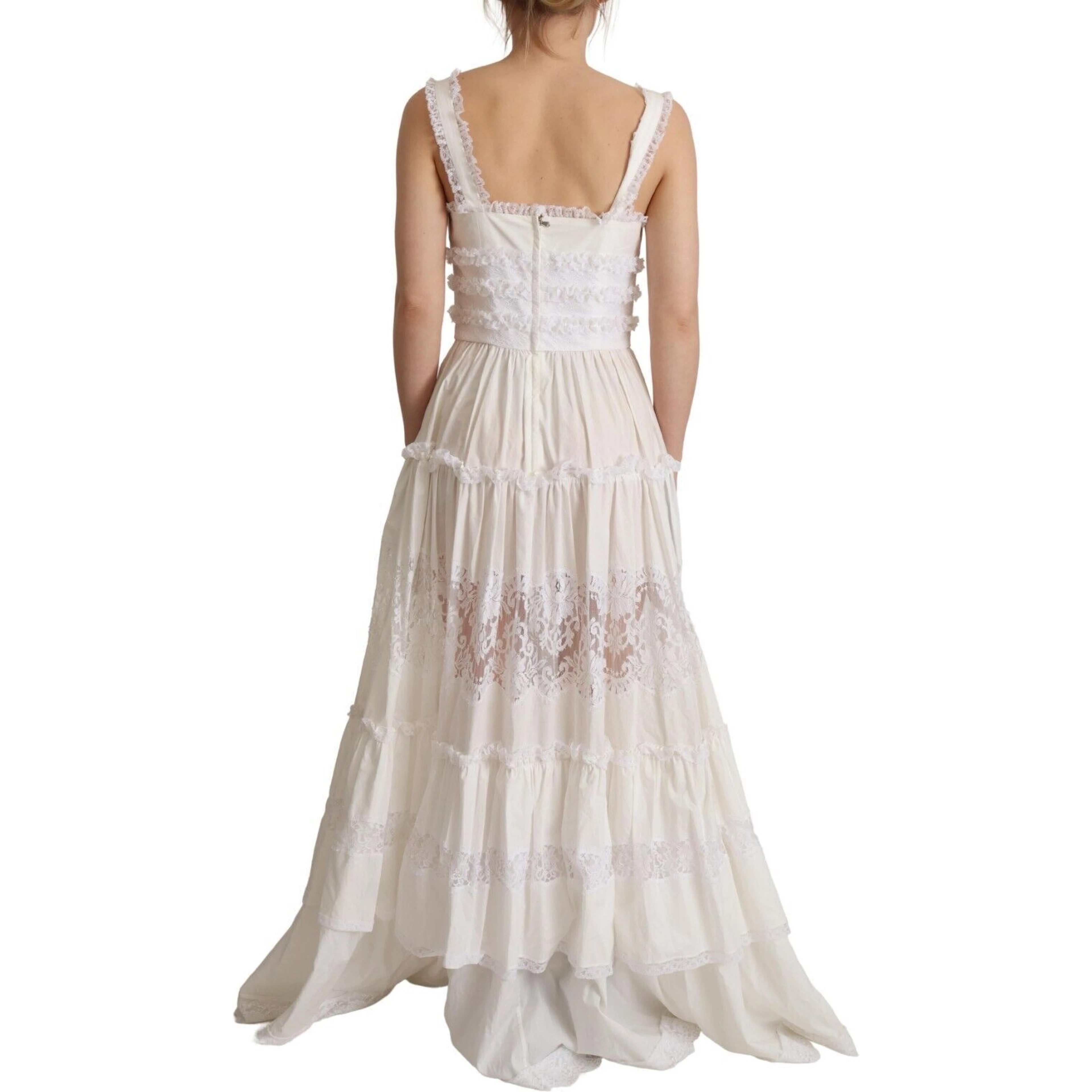 White Cotton Tiered Long Maxi A-line Dress