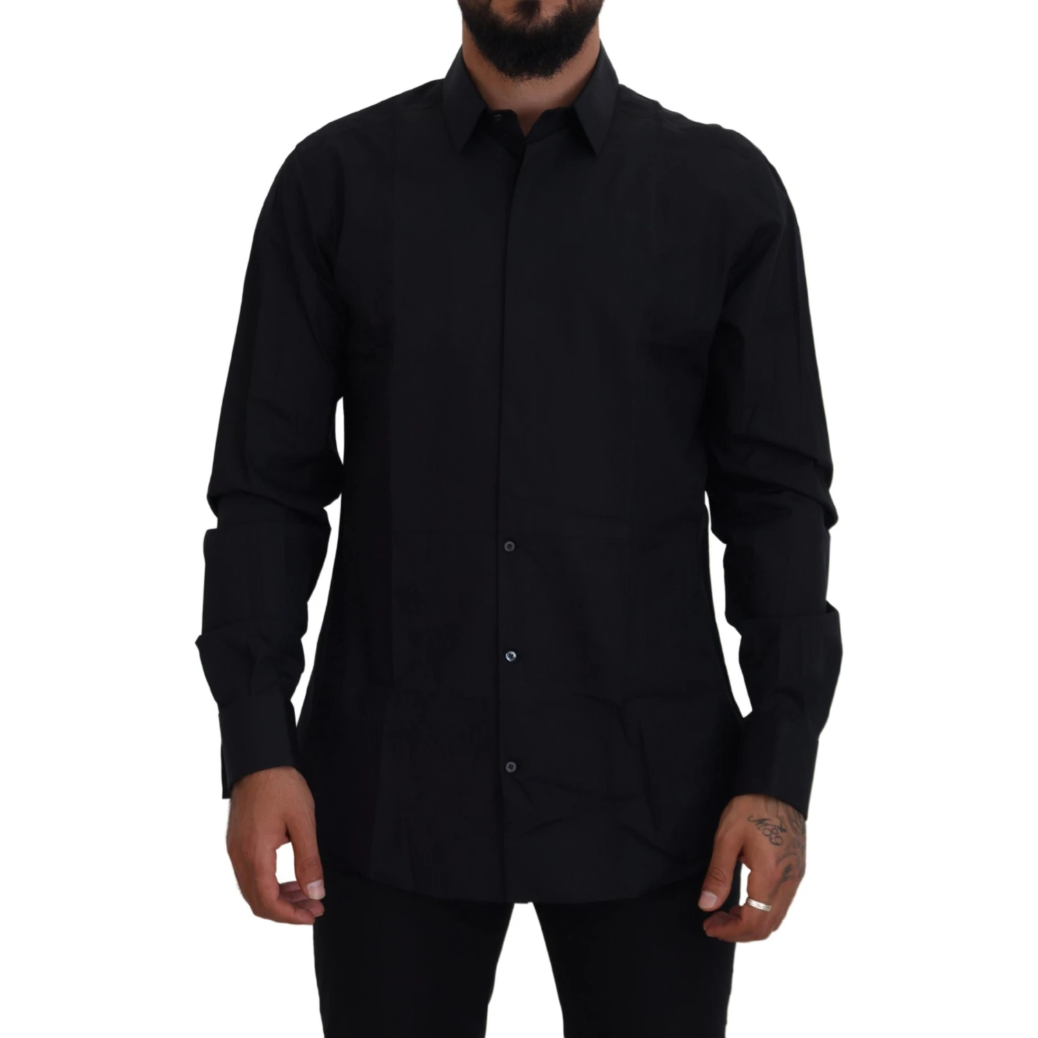 Black Gold Cotton Slim Fit Dress Mens Shirt