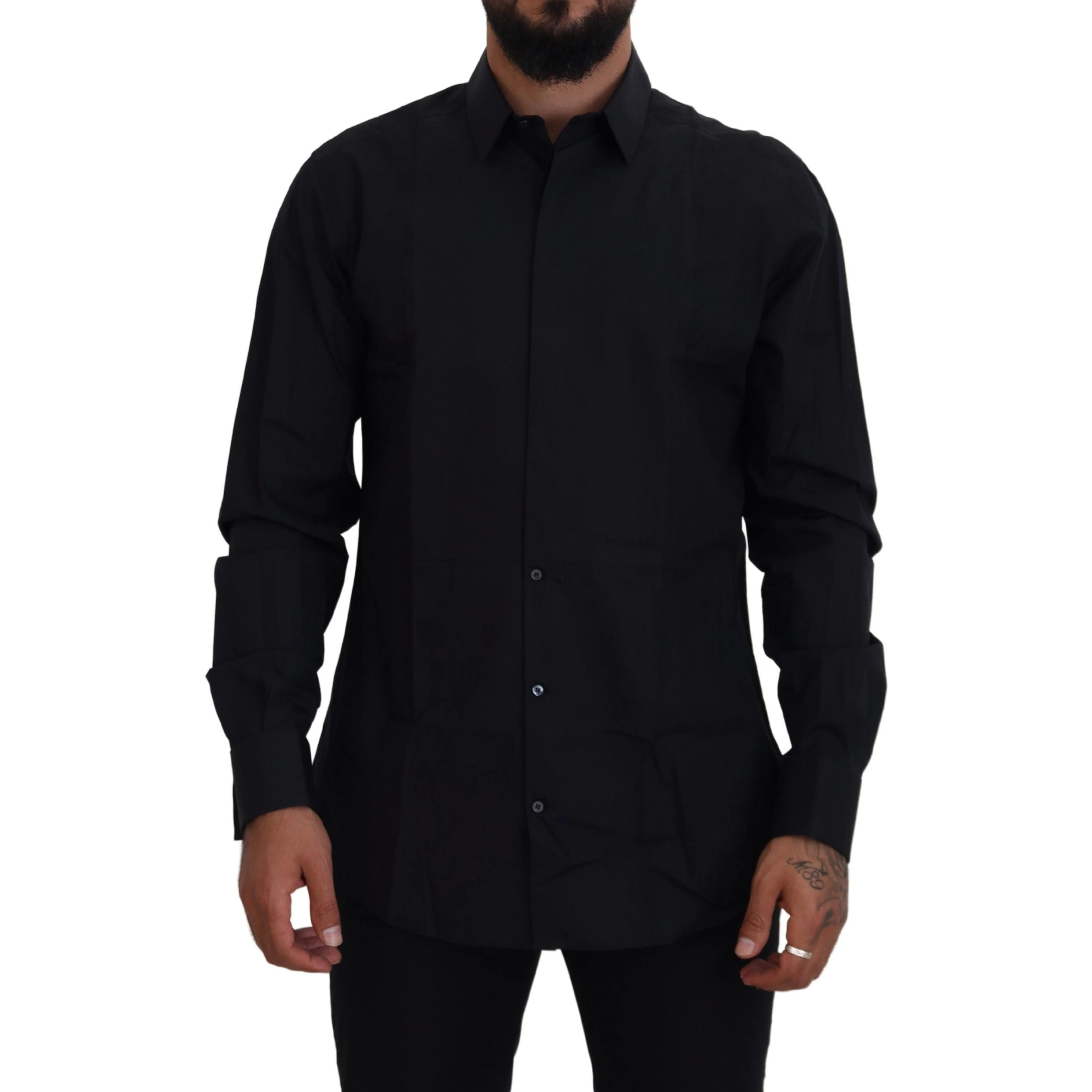 Black Gold Cotton Slim Fit Dress Mens Shirt