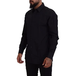 Black Gold Cotton Slim Fit Dress Mens Shirt