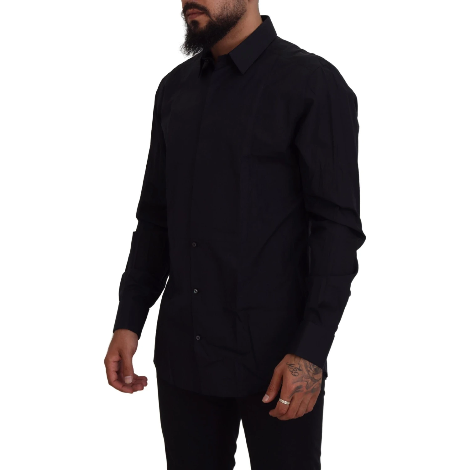 Black Gold Cotton Slim Fit Dress Mens Shirt