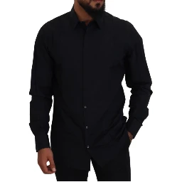 Black Gold Cotton Slim Fit Dress Mens Shirt