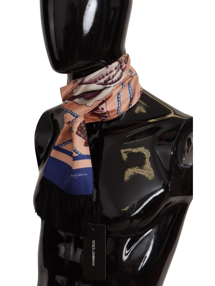 Multicolor Patterned Seashell DG Logo Shawl Fringe Scarf alternative