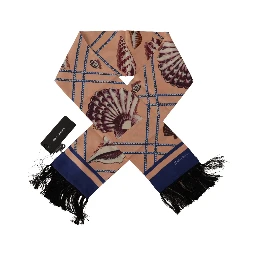 Multicolor Patterned Seashell DG Logo Shawl Fringe Scarf