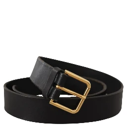 Brown Gold Metal Logo Buckle Calf Leather Belt