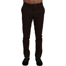 Brown Cotton Tapered Formal Men Pants