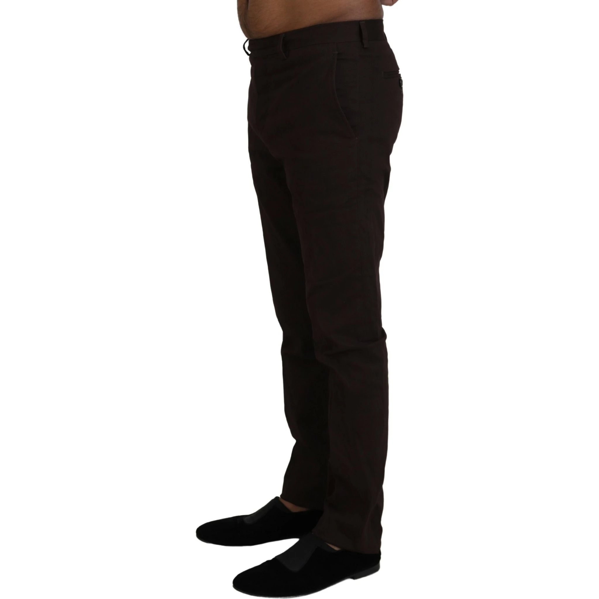 Brown Cotton Tapered Formal Men Pants