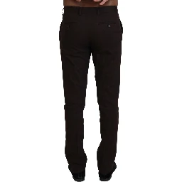 Brown Cotton Tapered Formal Men Pants