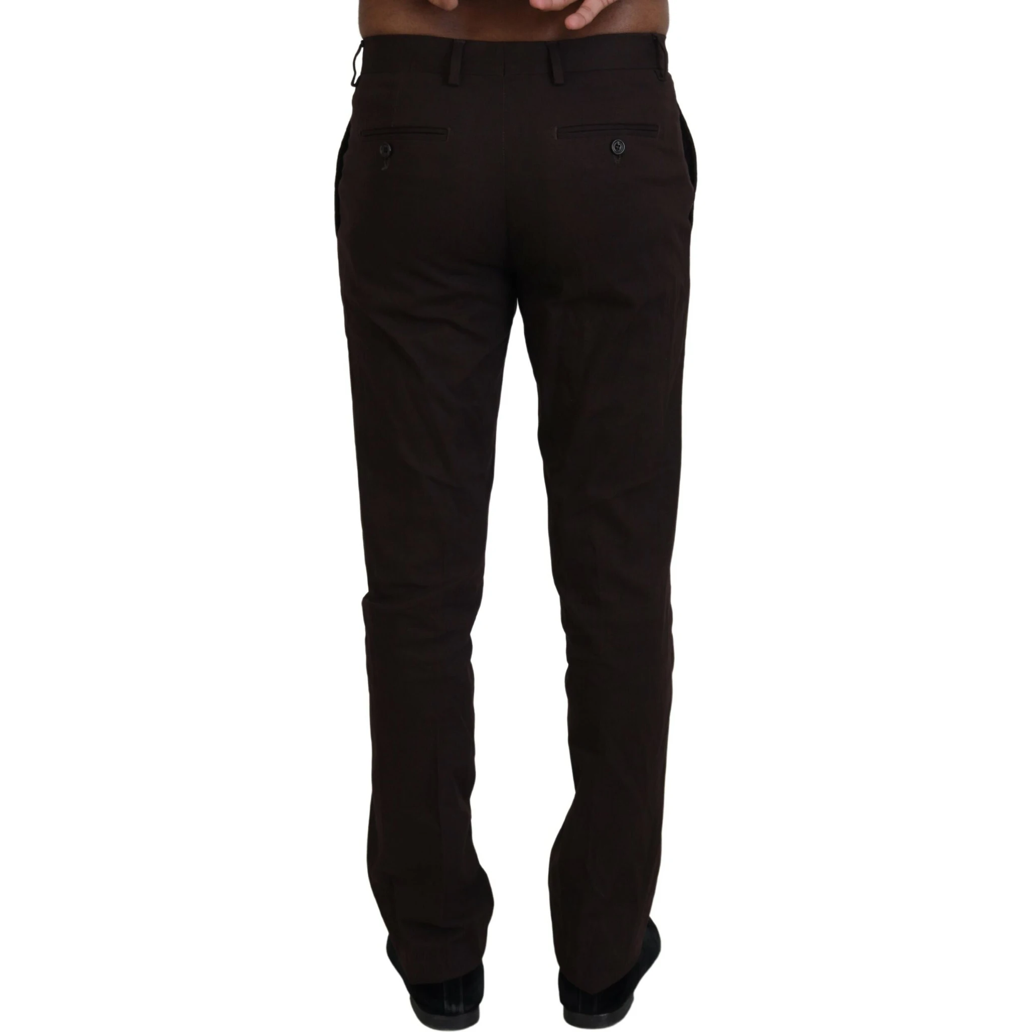 Brown Cotton Tapered Formal Men Pants