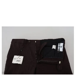 Brown Cotton Tapered Formal Men Pants