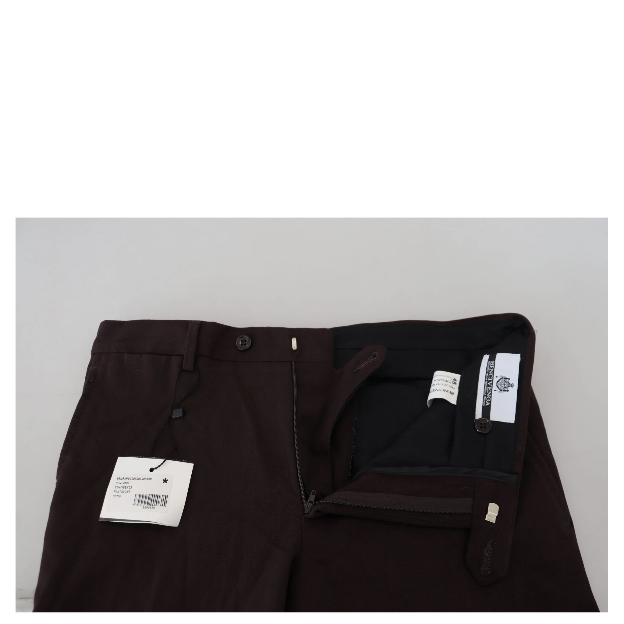 Brown Cotton Tapered Formal Men Pants
