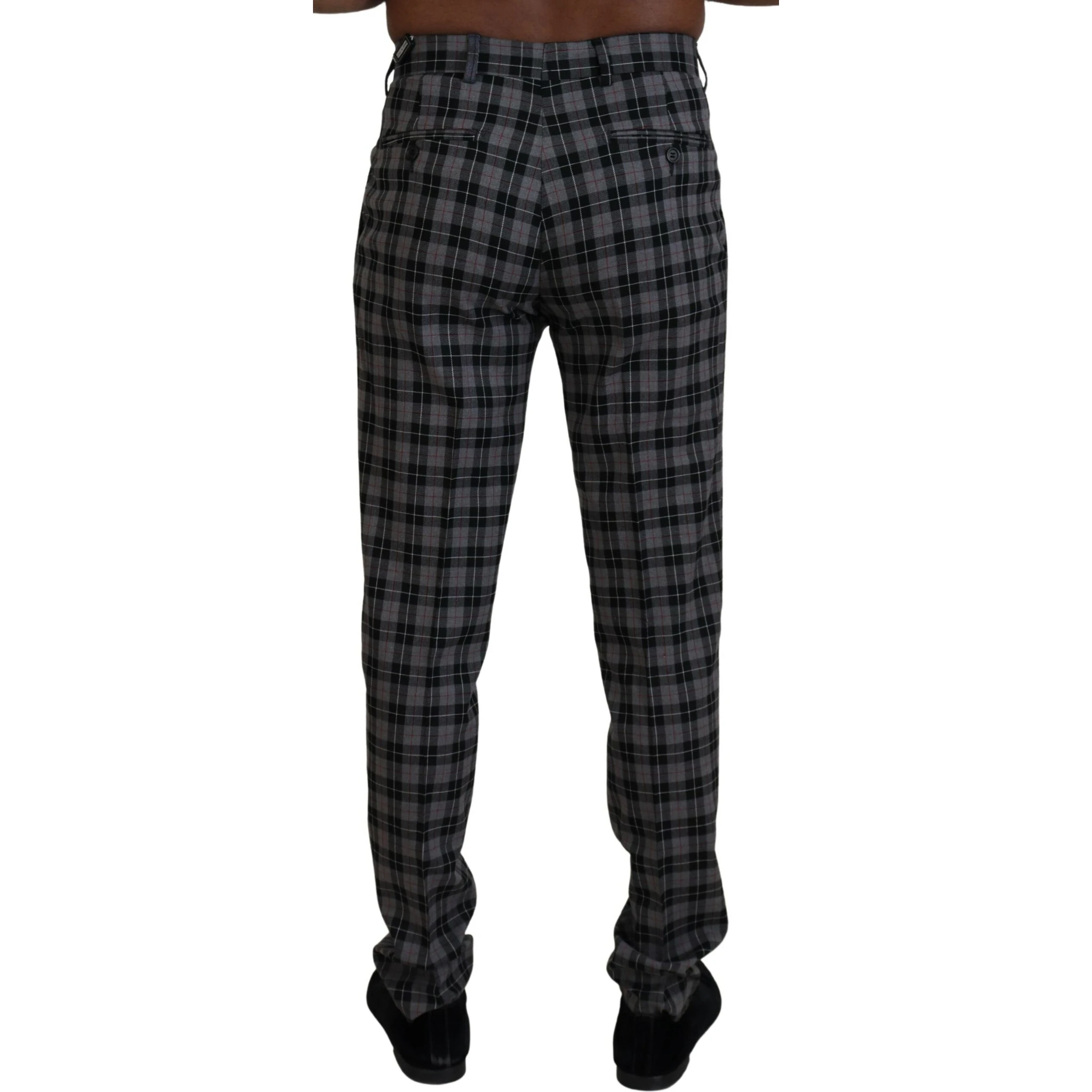 Gray Checkered Slim Fit Men Pants