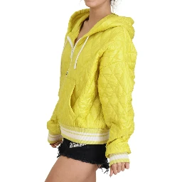 Yellow Nylon Quilted Hooded Pullover Jacket