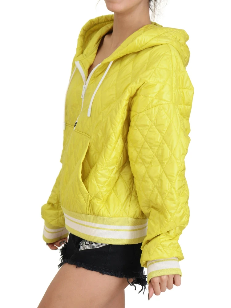 Yellow Nylon Quilted Hooded Pullover Jacket alternative