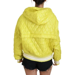 Yellow Nylon Quilted Hooded Pullover Jacket