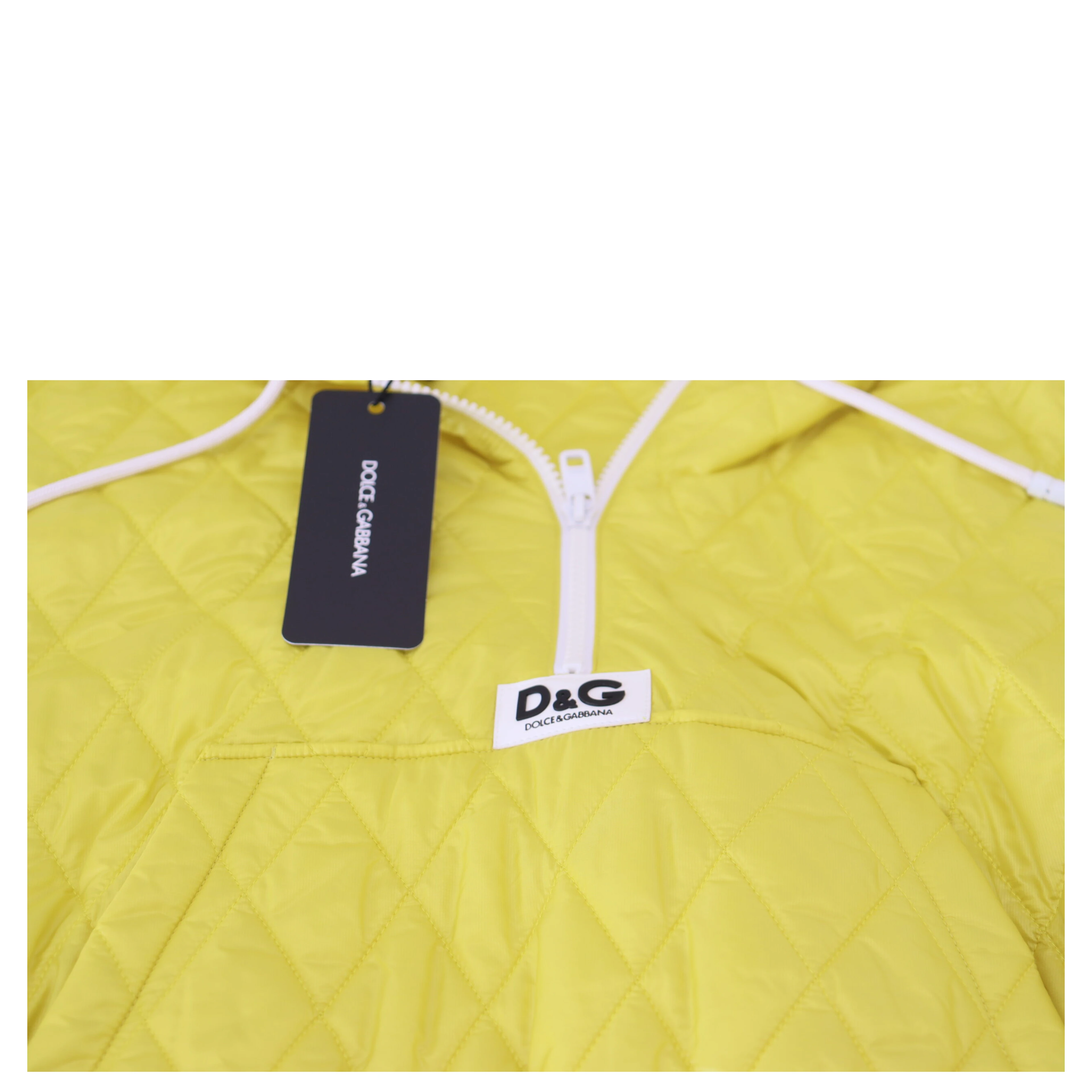 Yellow Nylon Quilted Hooded Pullover Jacket