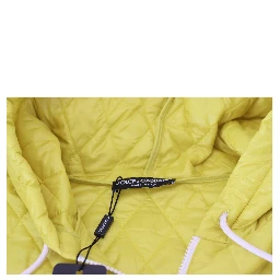 Yellow Nylon Quilted Hooded Pullover Jacket
