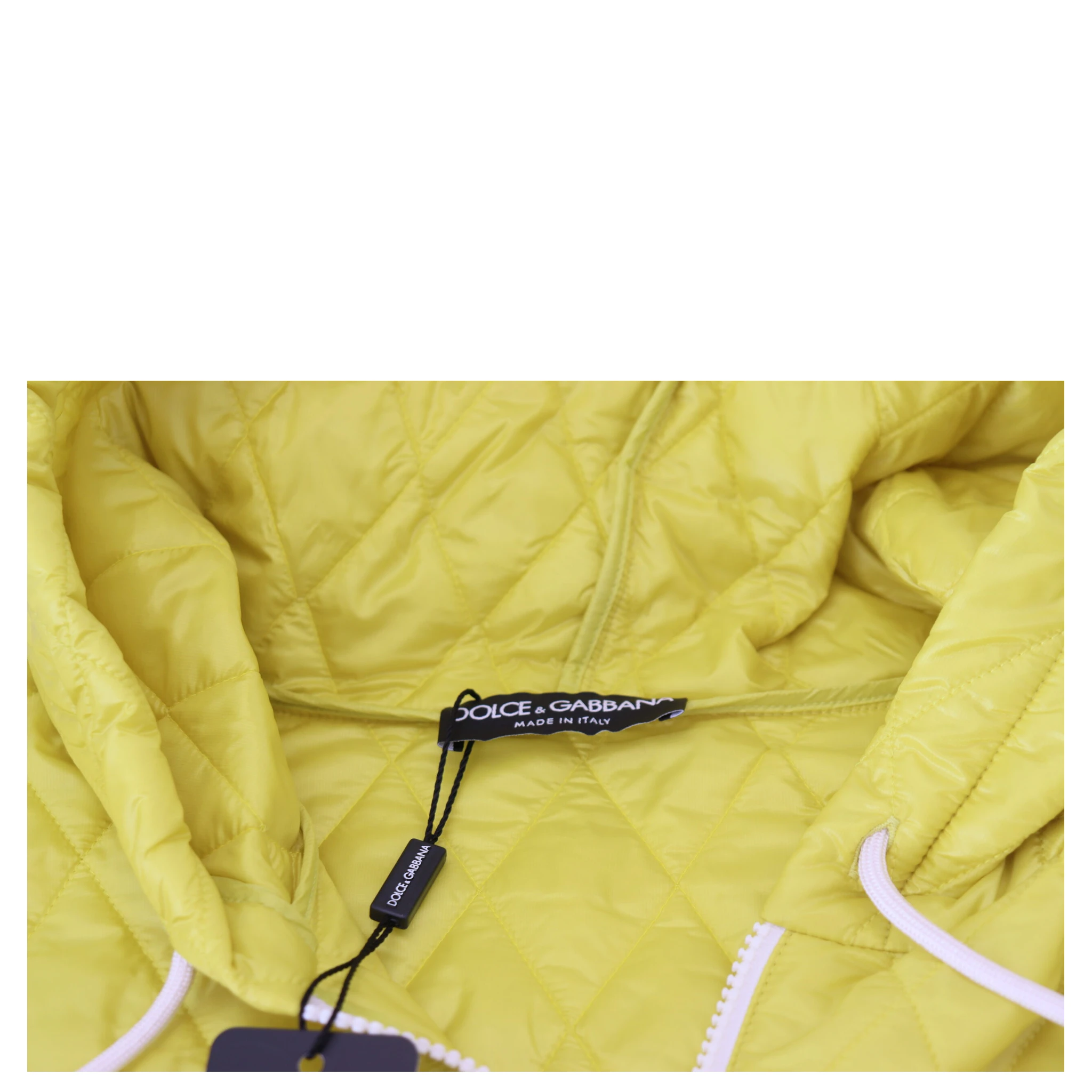 Yellow Nylon Quilted Hooded Pullover Jacket