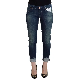 Blue Cotton Slim Fit Women Casual Denim Jeans