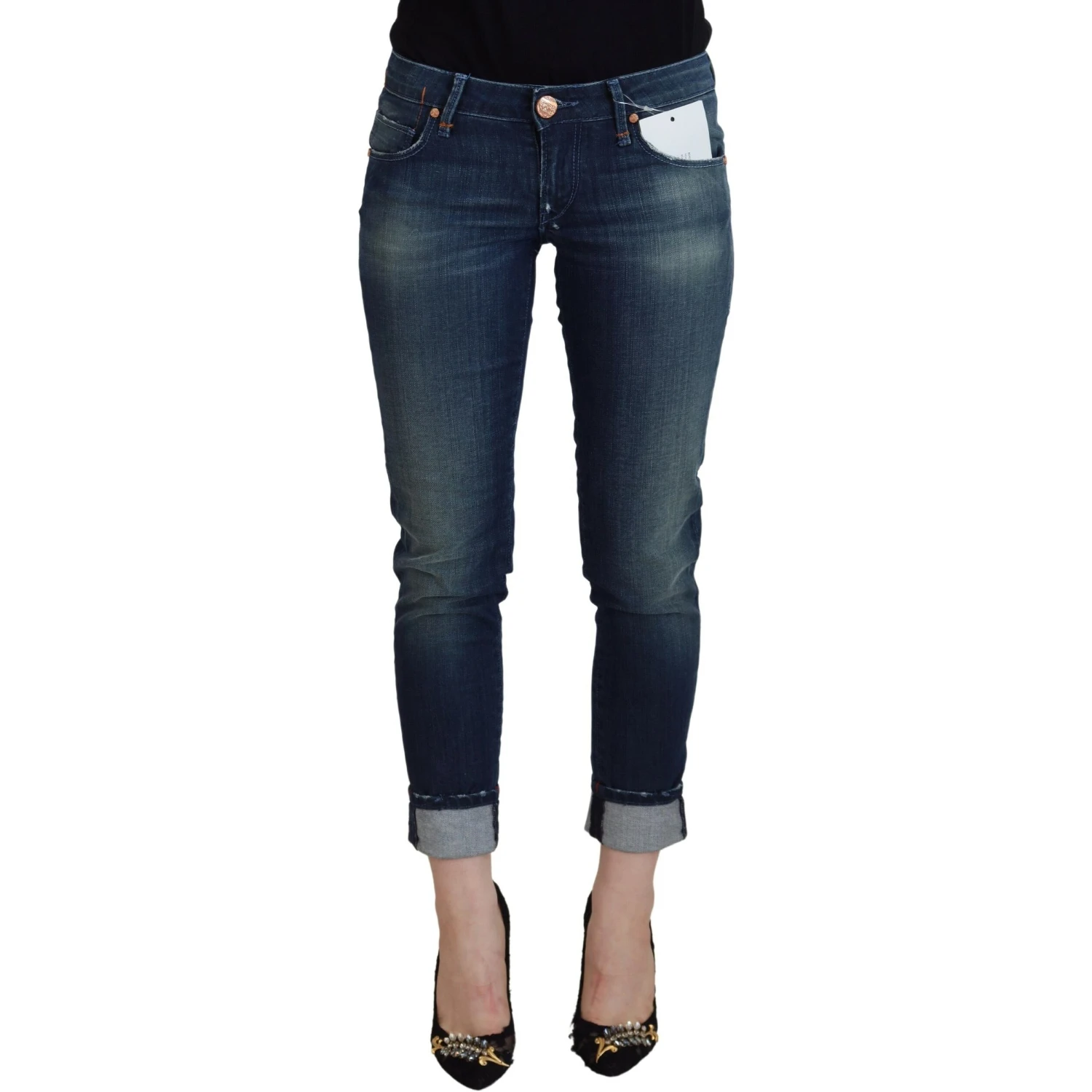 Blue Cotton Slim Fit Women Casual Denim Jeans