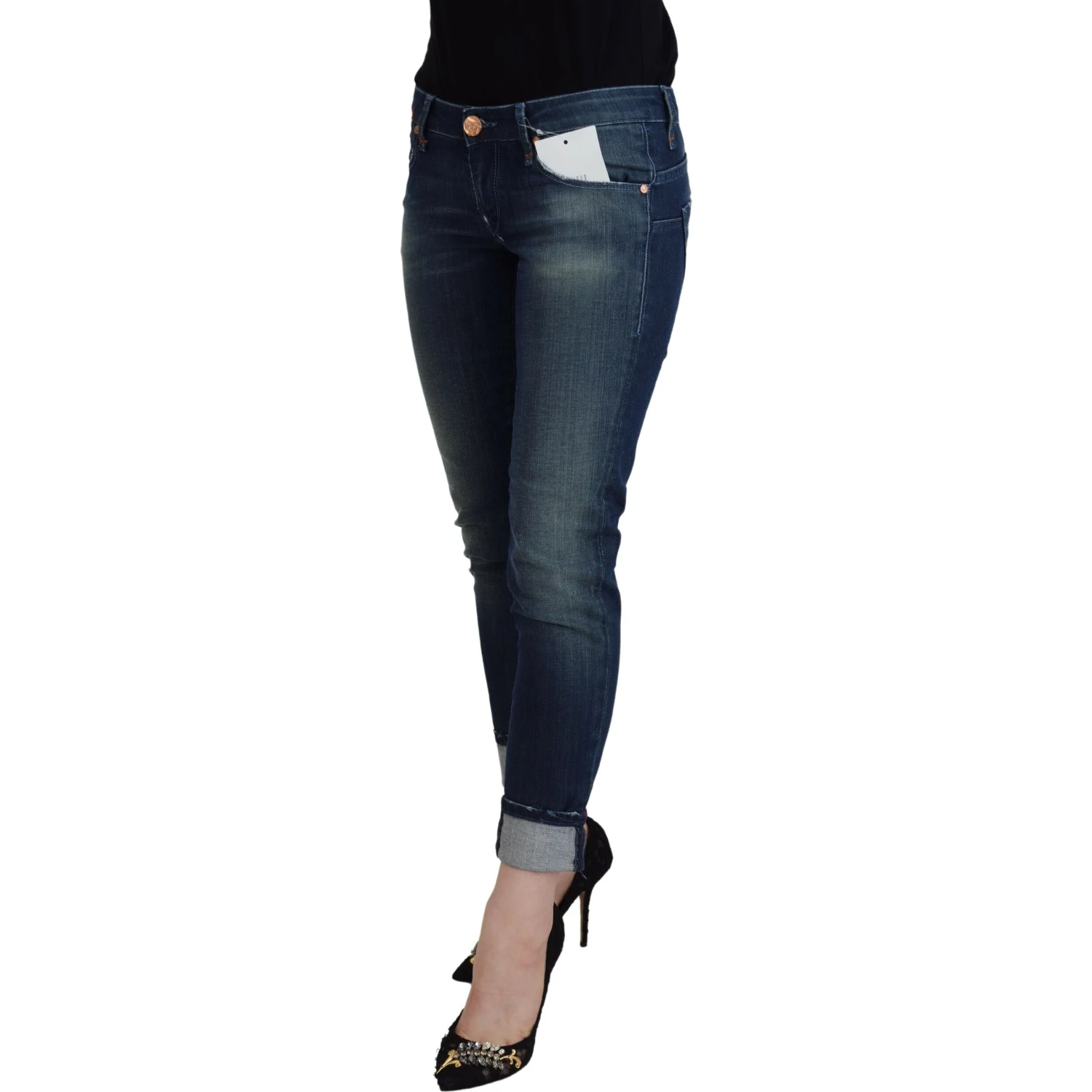 Blue Cotton Slim Fit Women Casual Denim Jeans