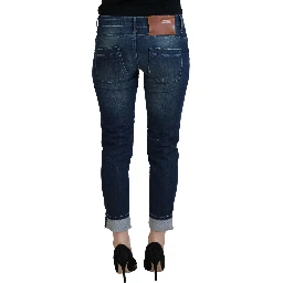 Blue Cotton Slim Fit Women Casual Denim Jeans