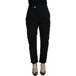 Black Cotton Baggy High Waist Women Pants