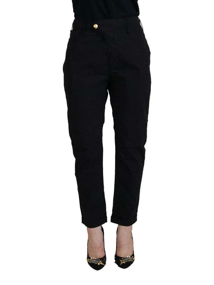 Black Cotton Baggy High Waist Women Pants