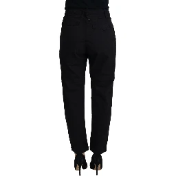 Black Cotton Baggy High Waist Women Pants