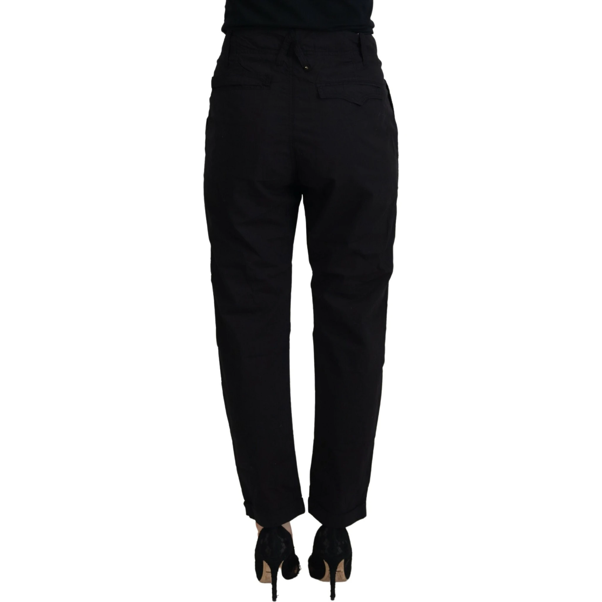 Black Cotton Baggy High Waist Women Pants