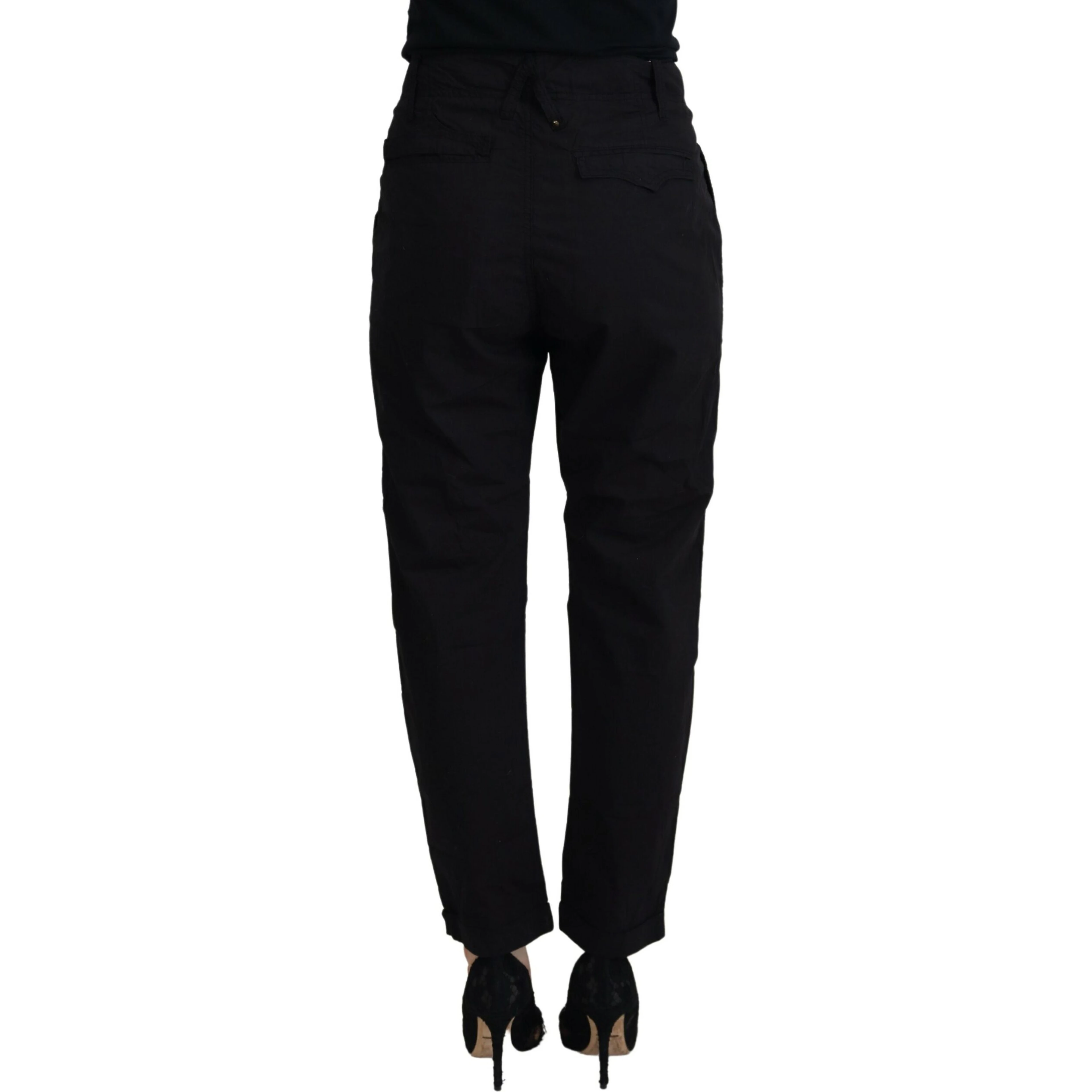 Black Cotton Baggy High Waist Women Pants