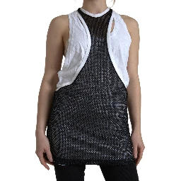 Black White Crewneck Sleeveless Tank Top
