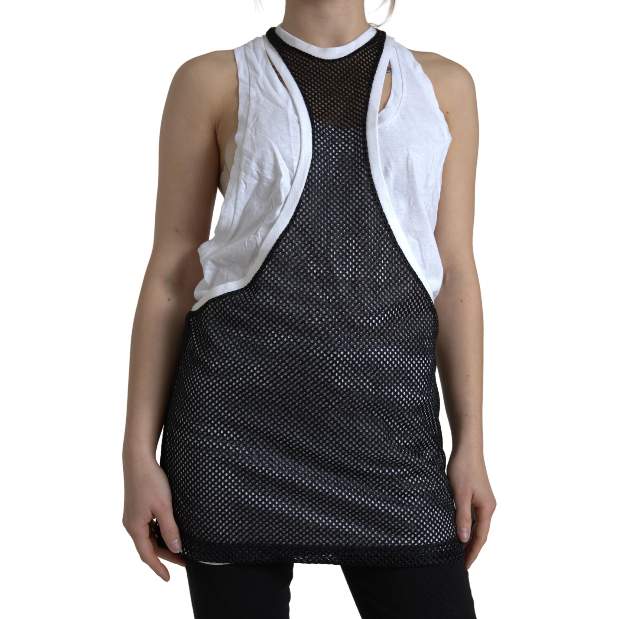 Black White Crewneck Sleeveless Tank Top