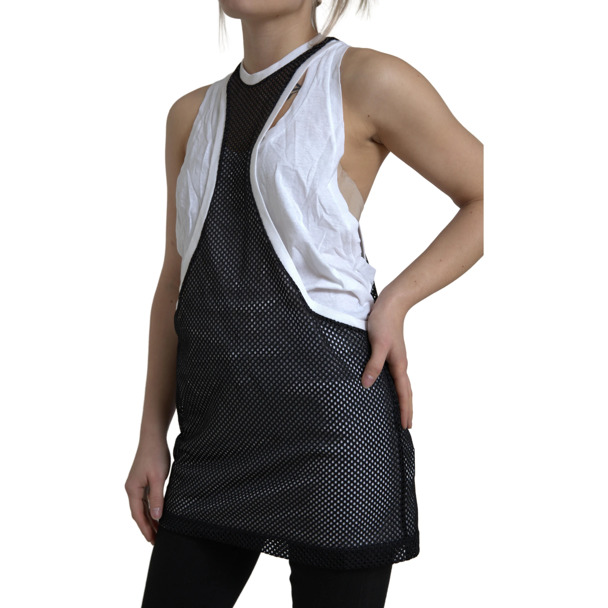 Black White Crewneck Sleeveless Tank Top