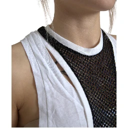 Black White Crewneck Sleeveless Tank Top