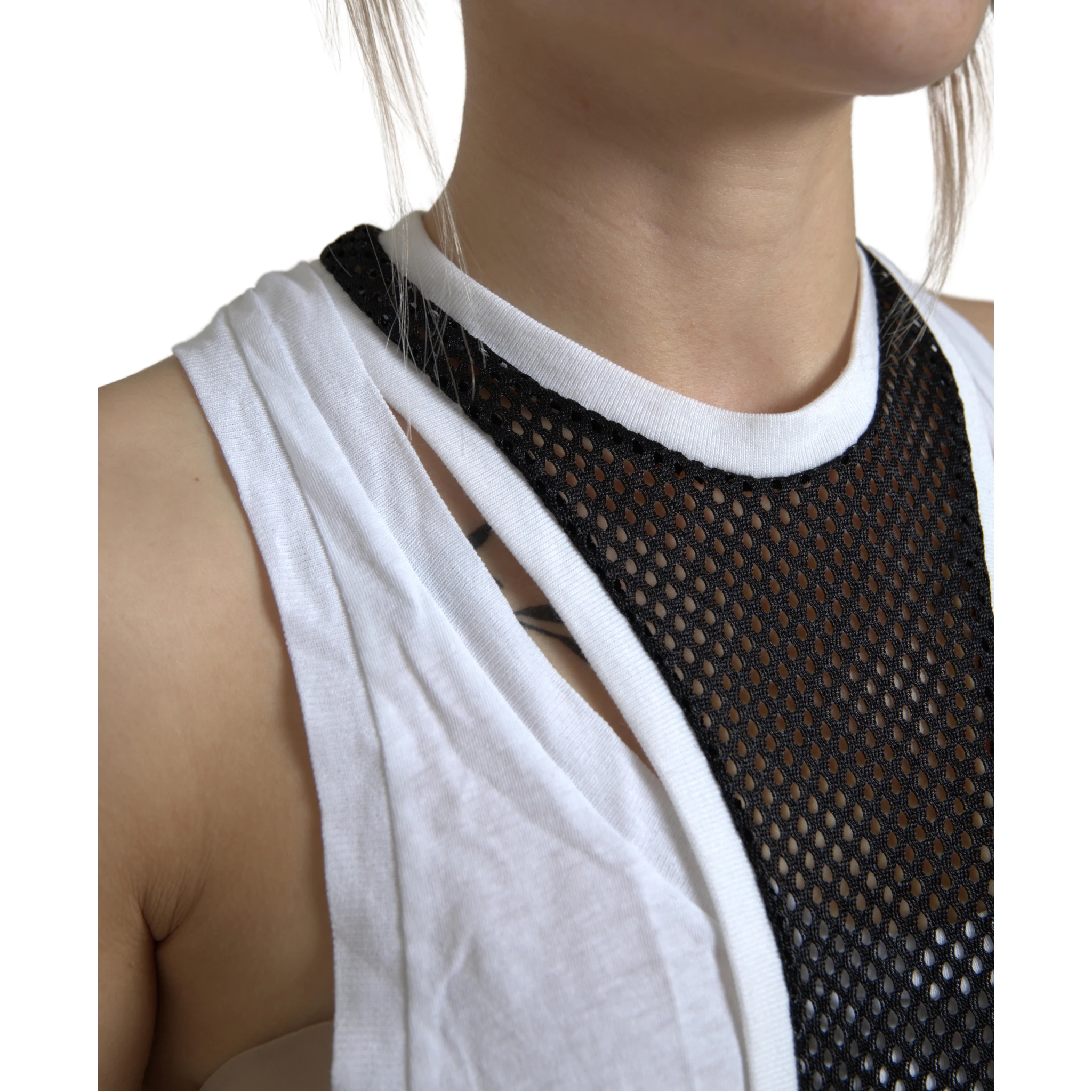 Black White Crewneck Sleeveless Tank Top