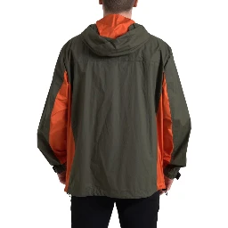 Green Orange Hooded Cotton Full Zip Jacket