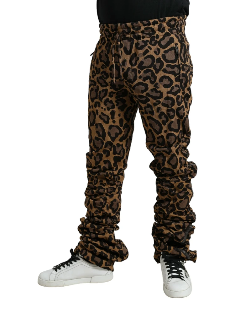Brown Leopard Jacquard Jogger Pants alternative