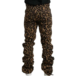 Brown Leopard Jacquard Jogger Pants