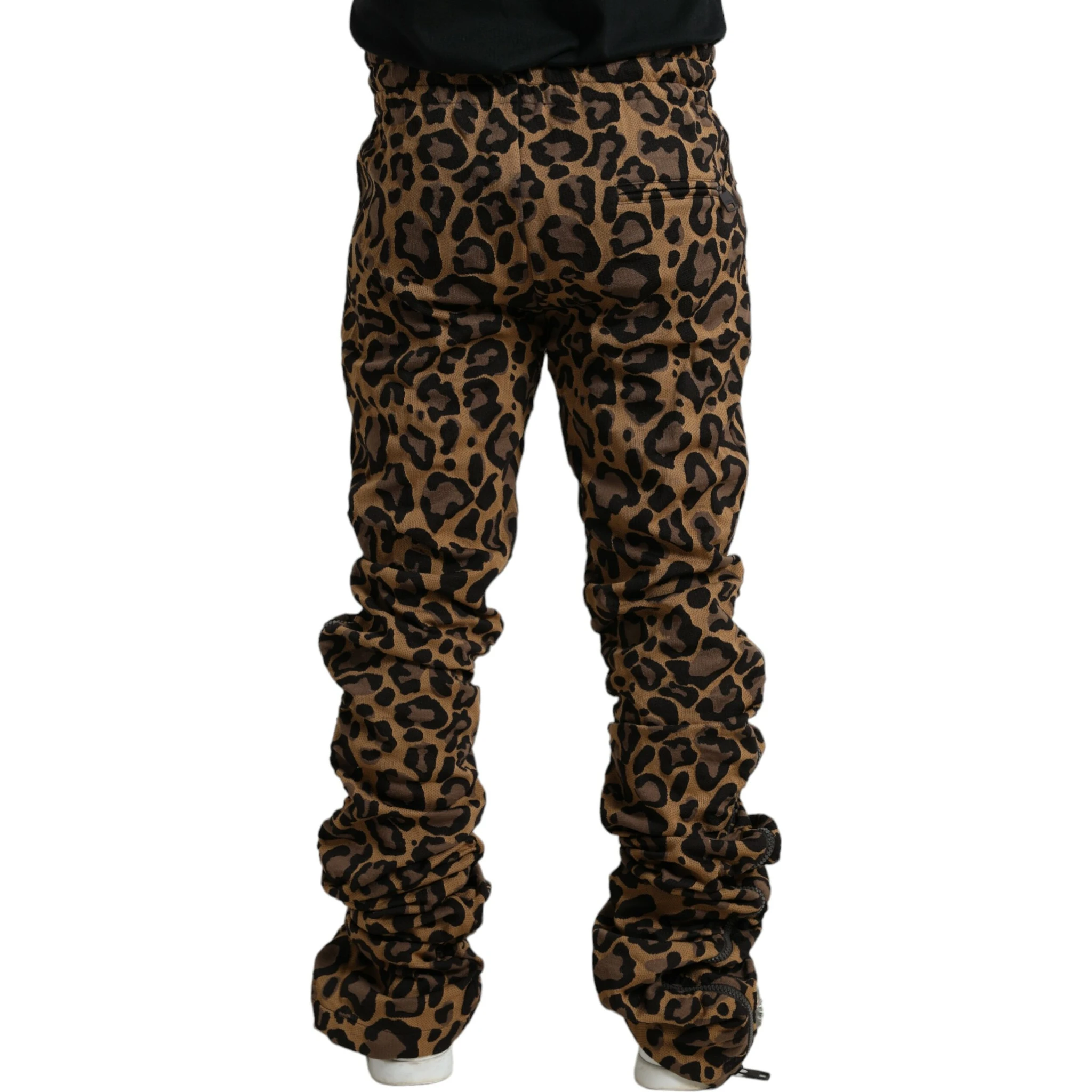 Brown Leopard Jacquard Jogger Pants