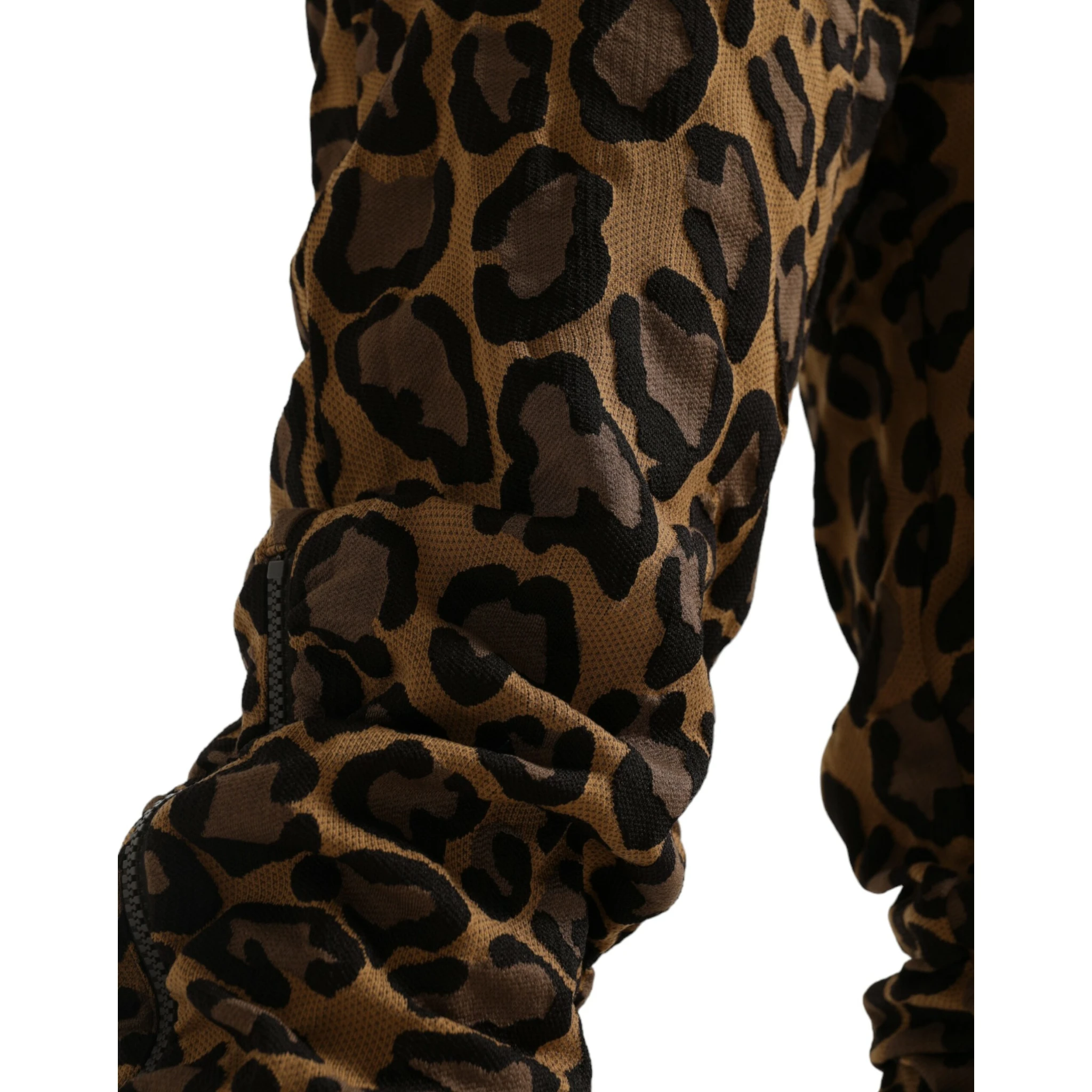 Brown Leopard Jacquard Jogger Pants