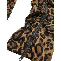 Brown Leopard Jacquard Jogger Pants