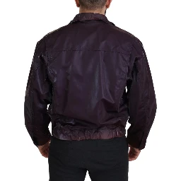 Purple Nylon Collared Biker Coat Jacket