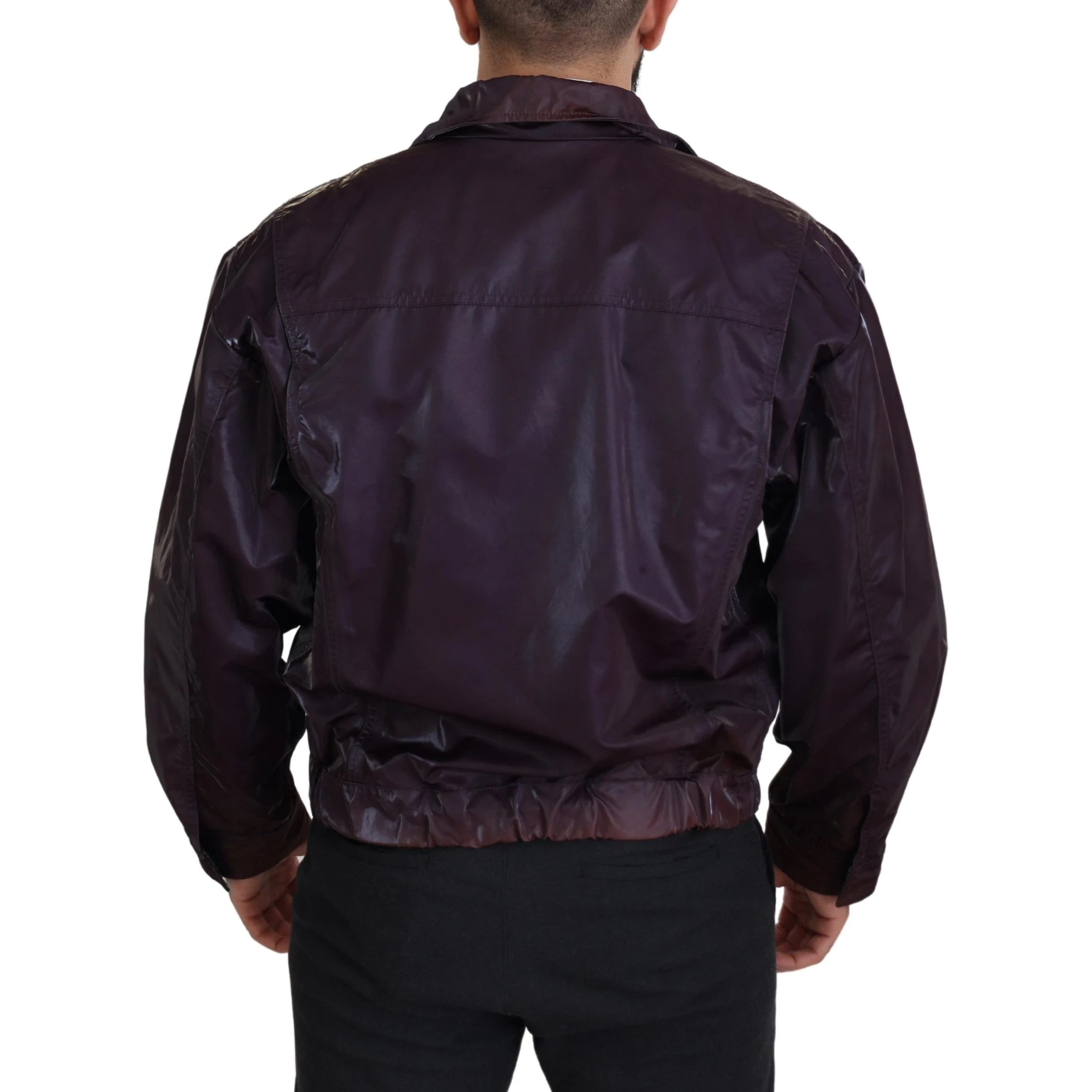Purple Nylon Collared Biker Coat Jacket