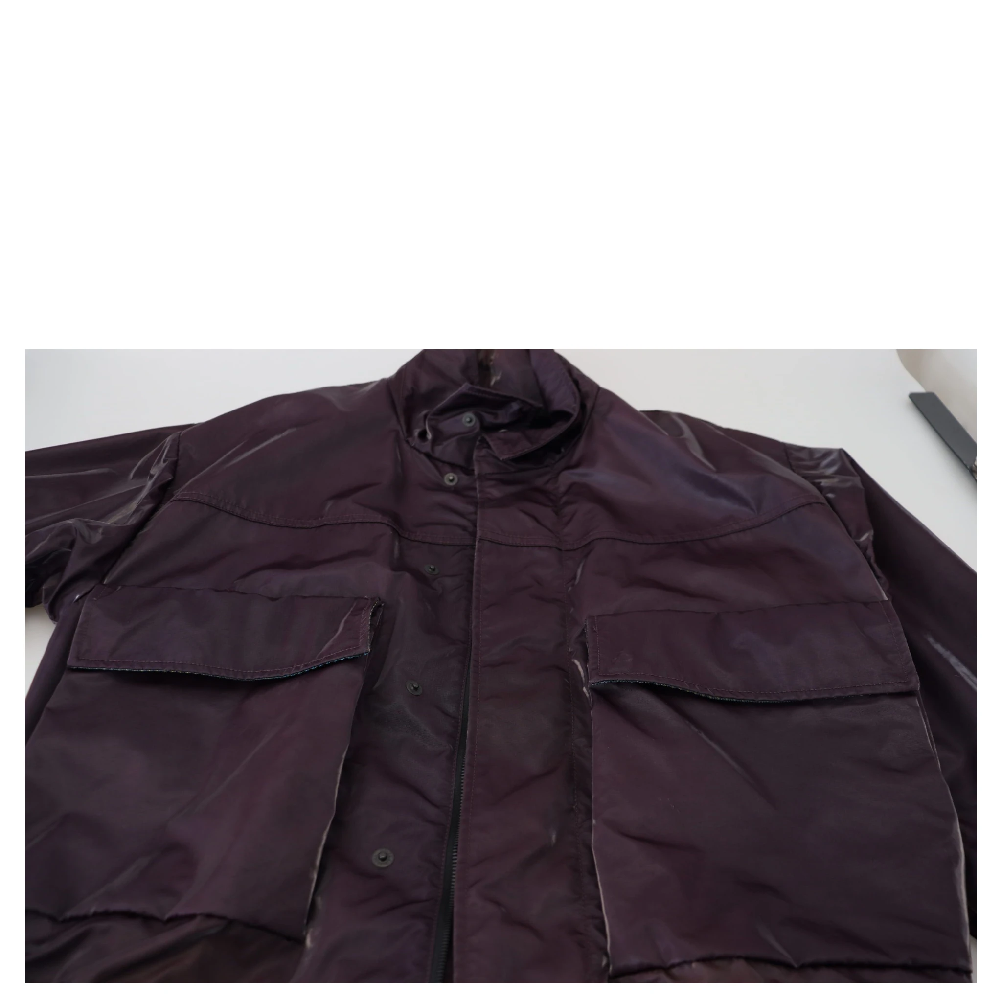 Purple Nylon Collared Biker Coat Jacket