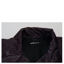 Purple Nylon Collared Biker Coat Jacket