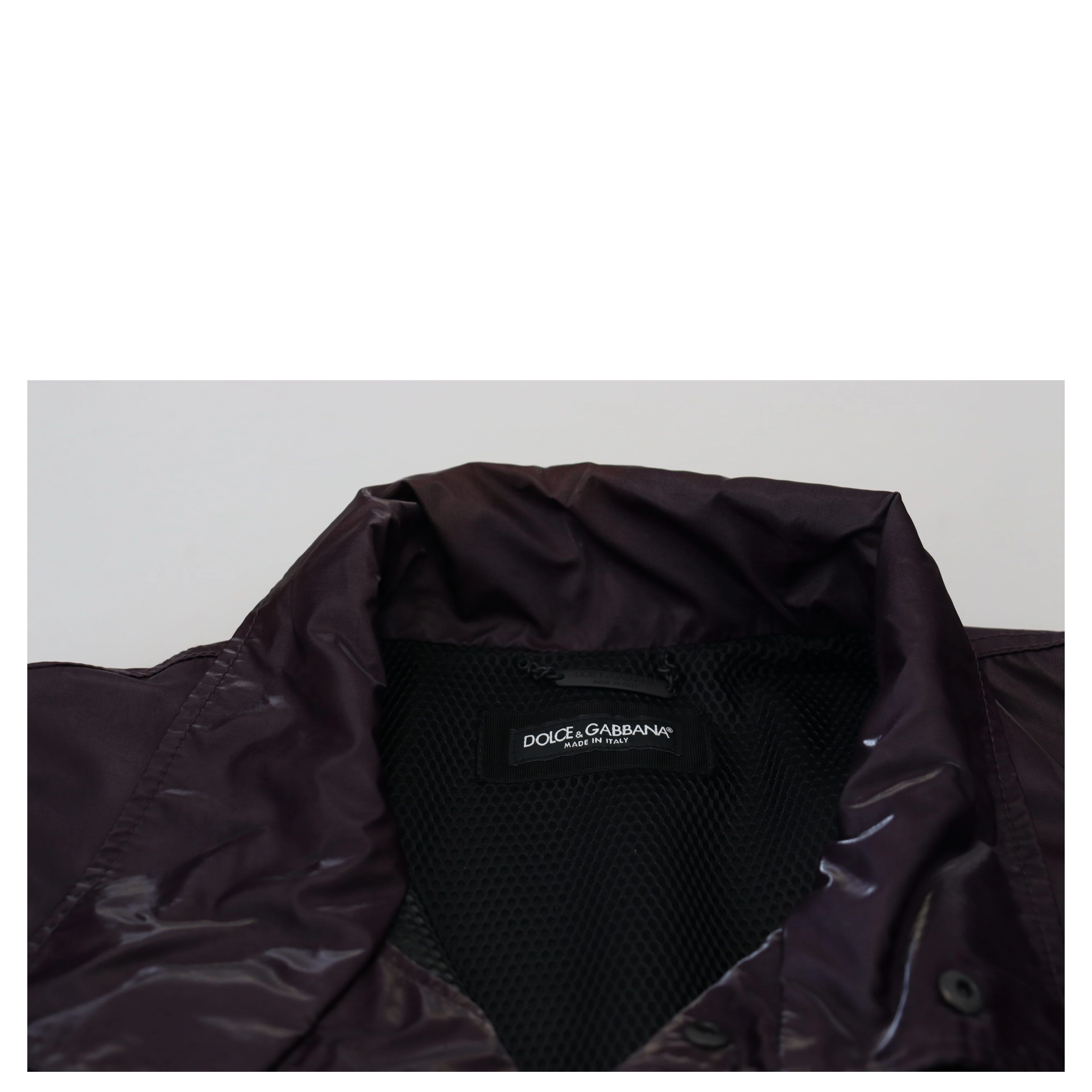 Purple Nylon Collared Biker Coat Jacket