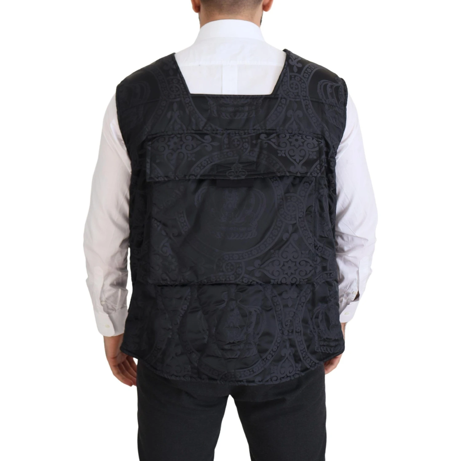 Black Nylon Full Zip Sleeveless Jacket
