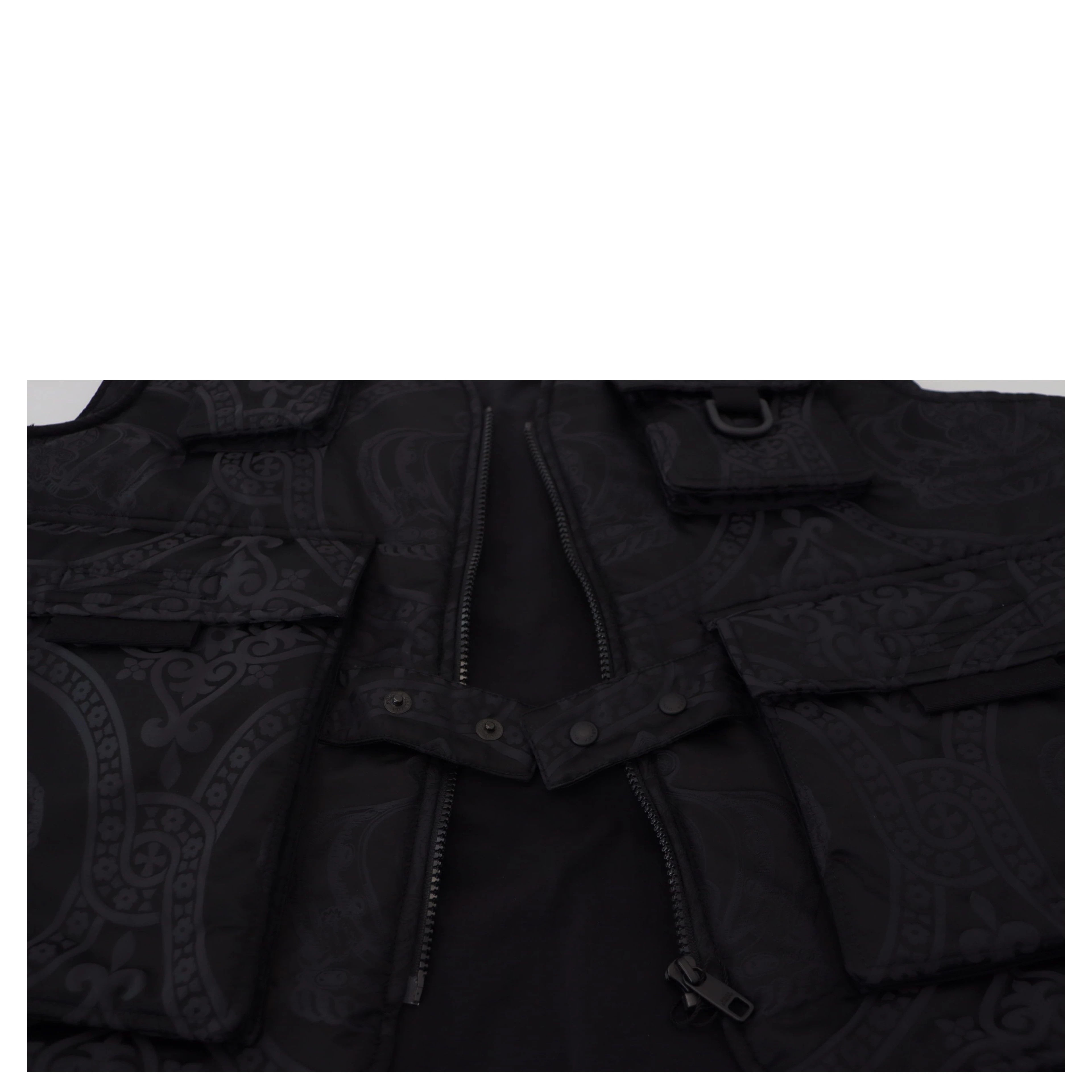 Black Nylon Full Zip Sleeveless Jacket